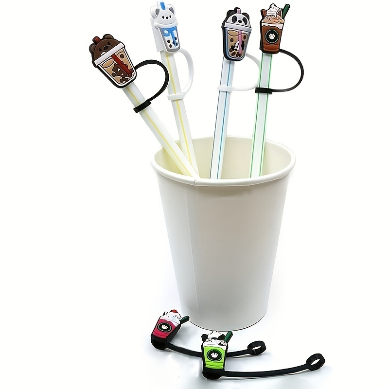 Straw Cover Coffee Patterns Straw Cover Cute Silicone - Temu