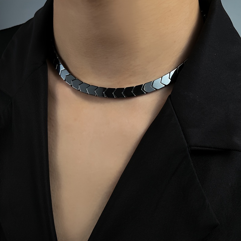 

1pc Hematite Necklace/bracelet, Stitching Clavicle Chain Accessories, For Men Women
