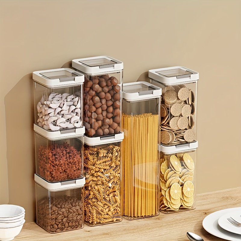 Clear Storage Jars Kitchen Plastic Food Containers Stackable Nuts