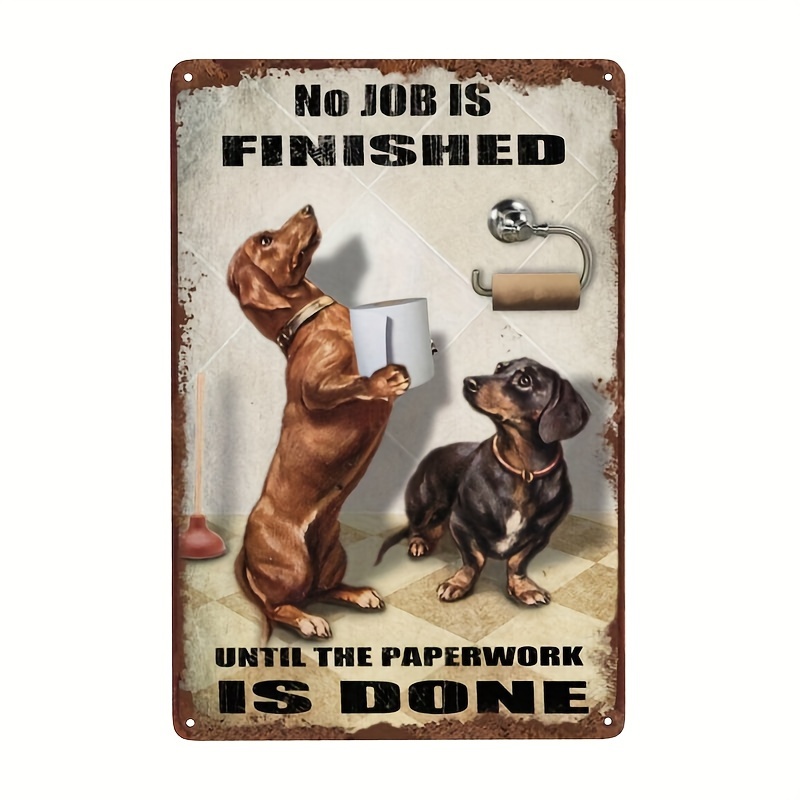 

1pc Vintage Tin Sign Roll Paper Dachshund Dog Bathroom. Rustic Metal Tin Sign Funny Bathroom Wall Decor Animal Sign For Home Bathroom Club Bar Housewarming Gift Bar Restaurant Cafe Club, 8 X12 Inches