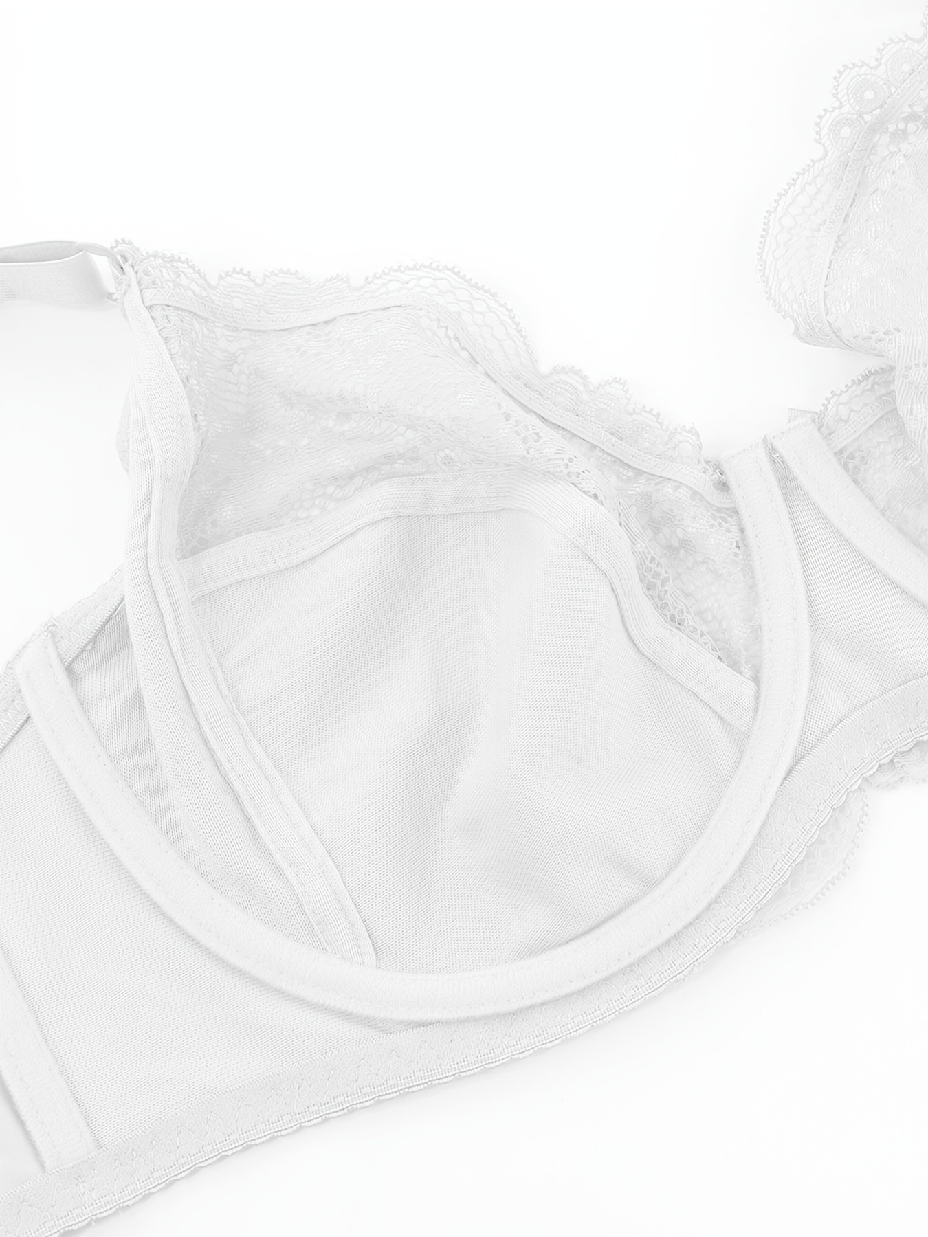 Plus Size Contrast Lace Semi Sheer Solid Push Sexy Bra - Temu Canada