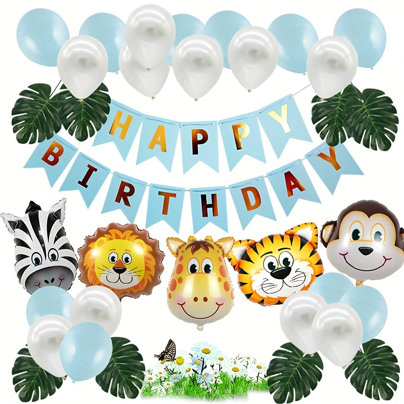 Birthday Balloon Sets Fish Tail Flag Kids Forest Animal - Temu