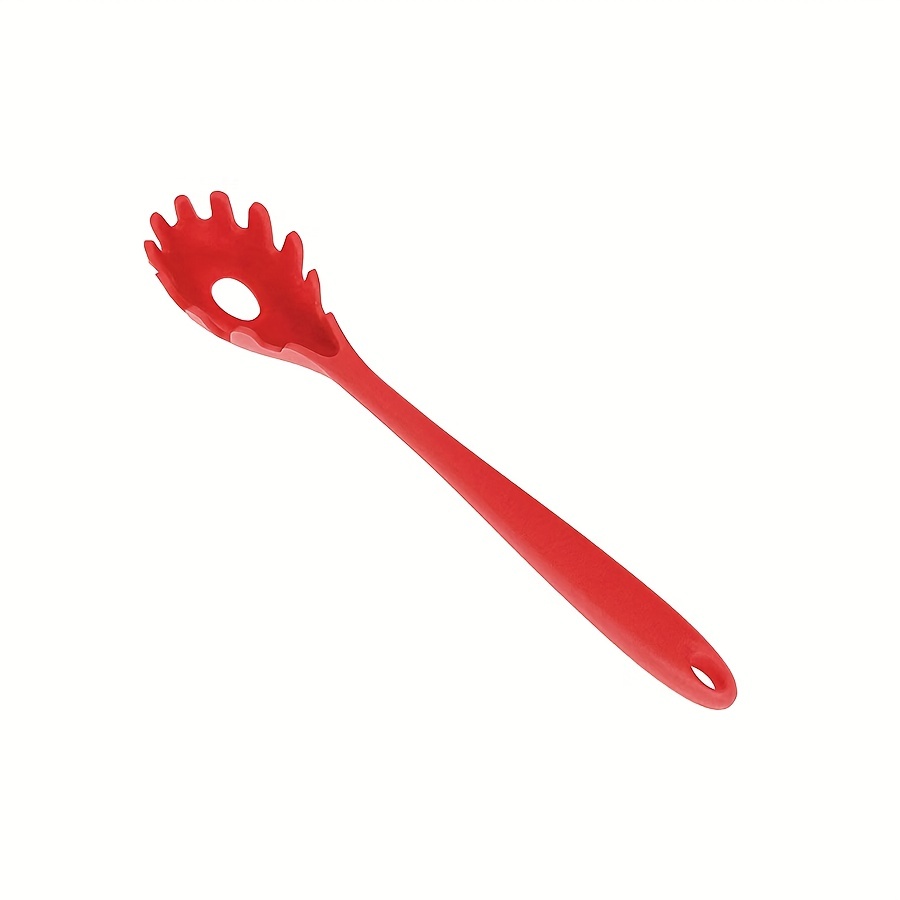 Pasta Spoon, All in One Heat Resistant Silicone Spaghetti Spoon Food Grade  Silicone for Home for Restaurant (Red)