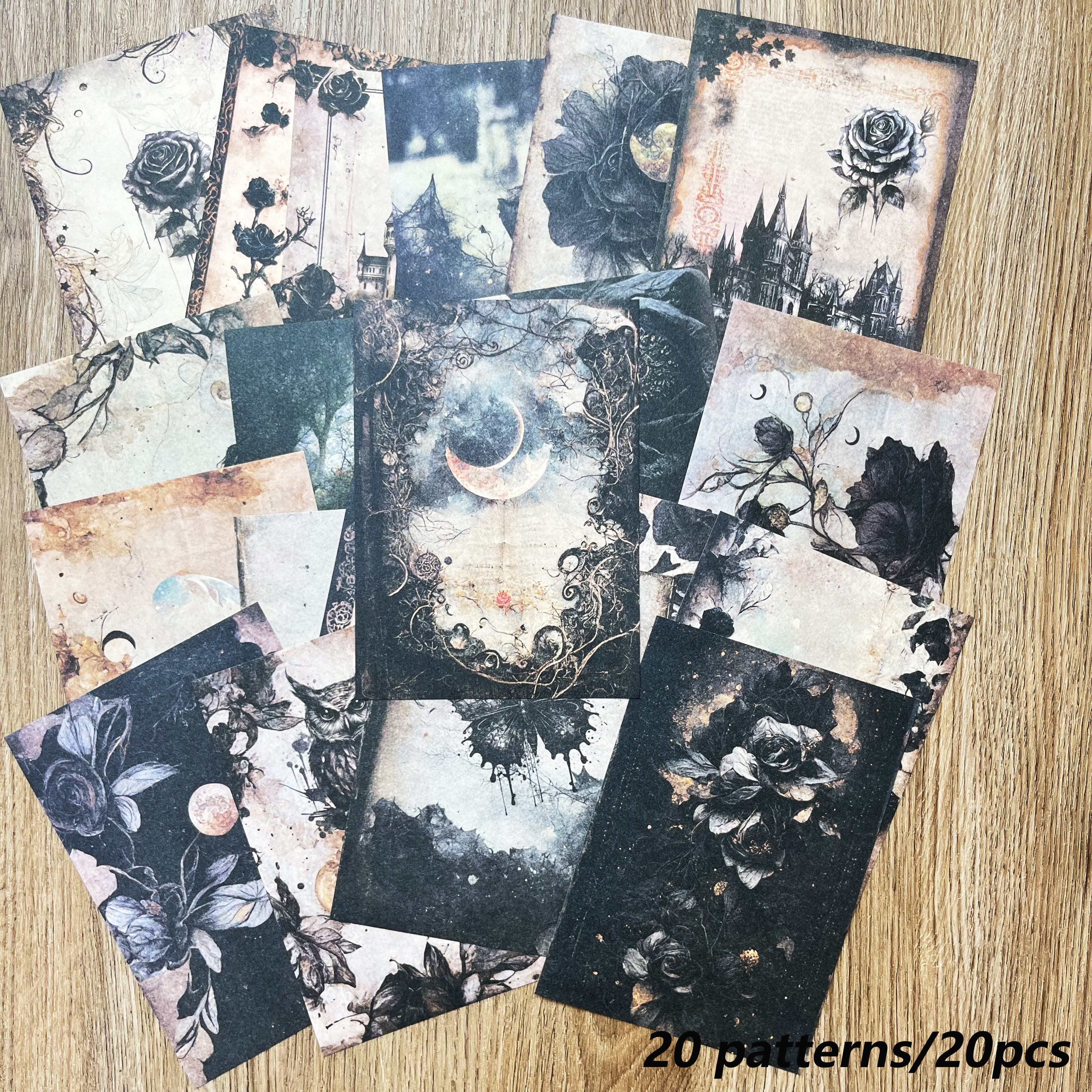 1pack (20 Sheets/pack) Vintage Gothic Style Rose, Butterfly, Castle  Decorative Scrapbook Paper