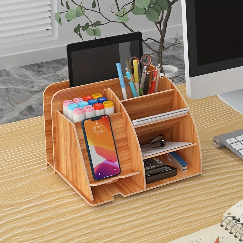 Desk Organizer 4 Compartments, Pen Holder, All In One Office Supplies And Cool  Desk Accessories Organizer, Aesthetic Room Decor, Home Decor, Space Saving  Organization, Bedroom Decor - Temu