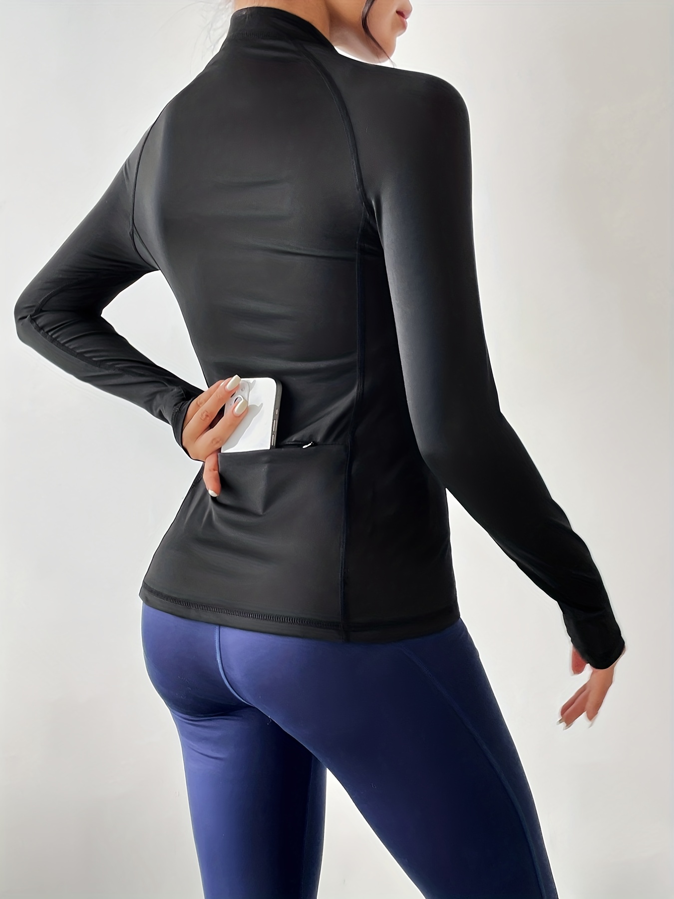 SoftMove™ Zip Up Activewear Top - Black - Ladies