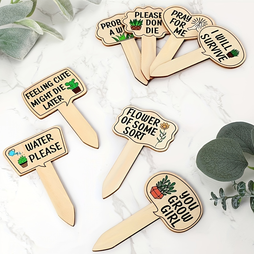 Fun Wooden Plant Labels Succulent Green Plant Labels Wooden - Temu