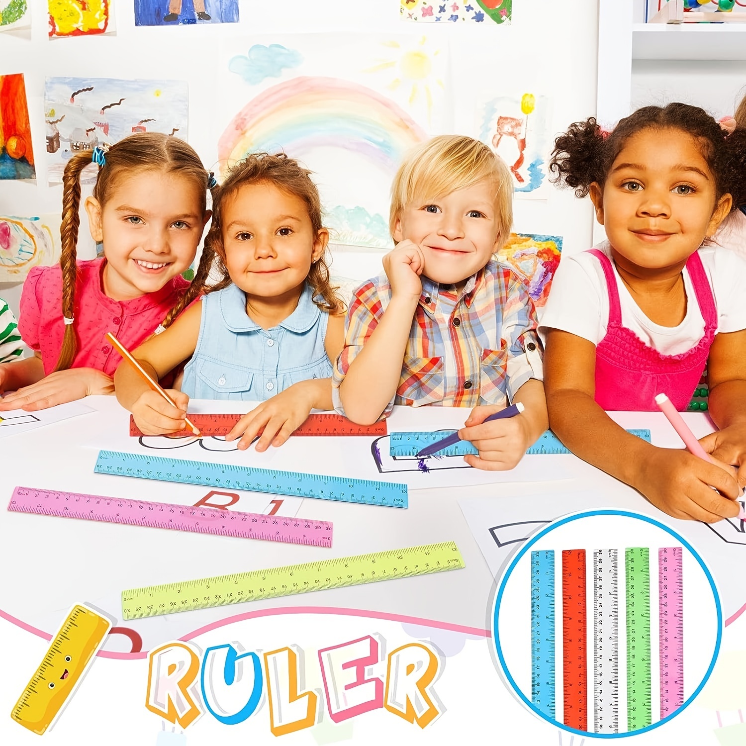 12 inch Kids Ruler Clear Plastic Rulers for Kids School Supplies Home  Office, Assorted Colors Ruler with Centimeters and Inches, Straight  Shatterproof