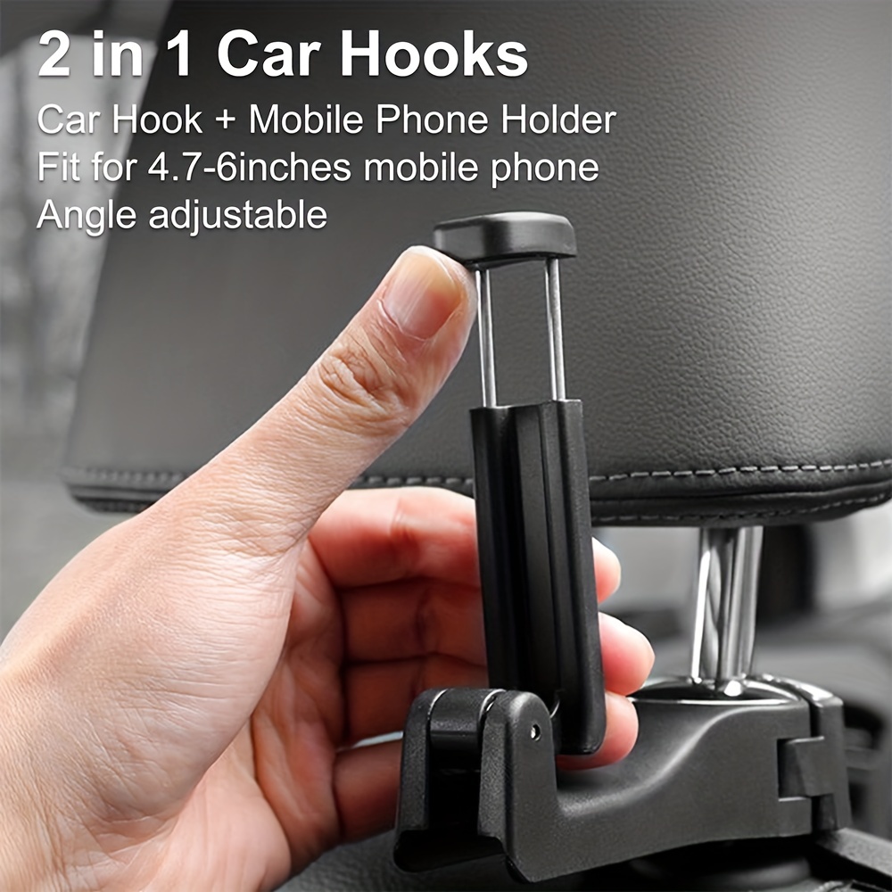 2 Pack Car Hook,Car Seat Back Hook,Universal Multifunctional Car Vehicle  Back Seat headrest Mobile Phone Holder,Universal adjustable Car headrest  hook