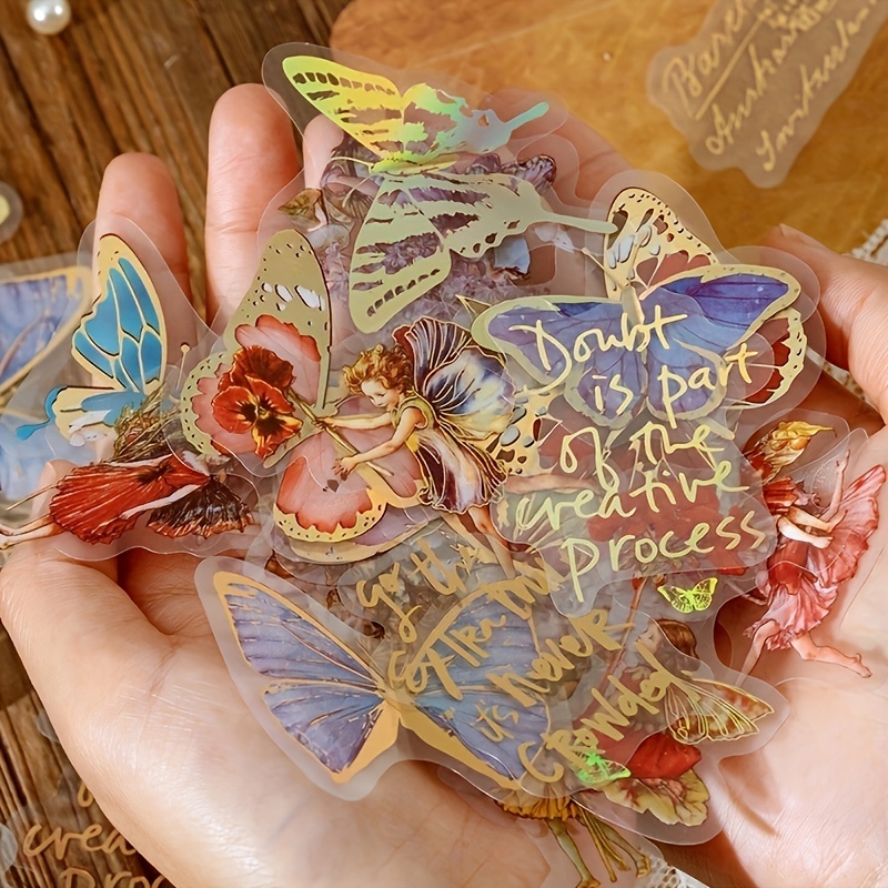 Vintage Aesthetic Sticker Butterfly Fairy Flower Plant - Temu