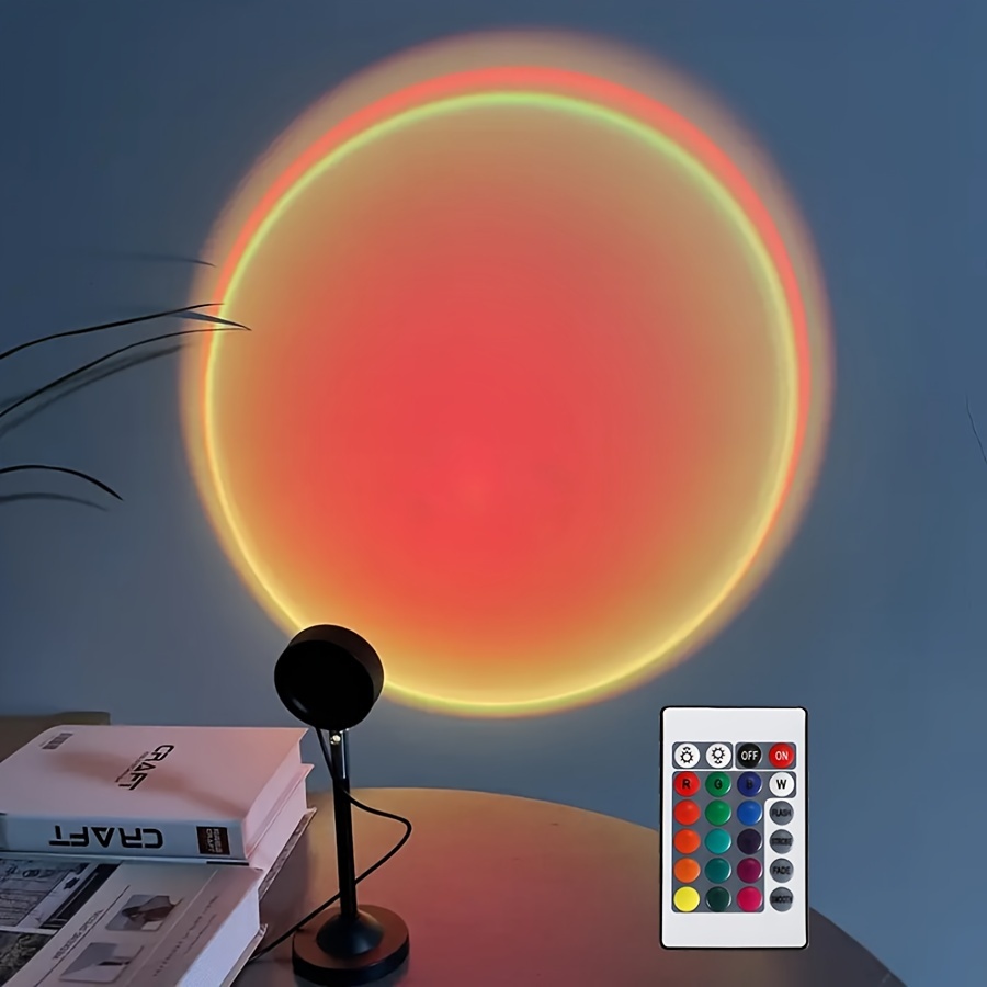 Usb 7 Color Changing Sunset Projection Lamp, Sunset Lamp, Atmosphere Light  - Patio, Lawn & Garden - Temu