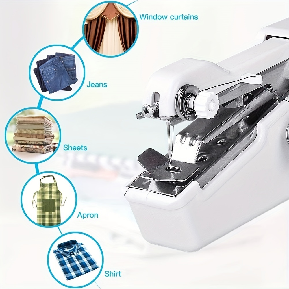 Mini Portable Hand Sewing Machine Quick Handy Stitch Sew Needlework  Cordless Clothes Fabrics Household Electric Sewing Machine