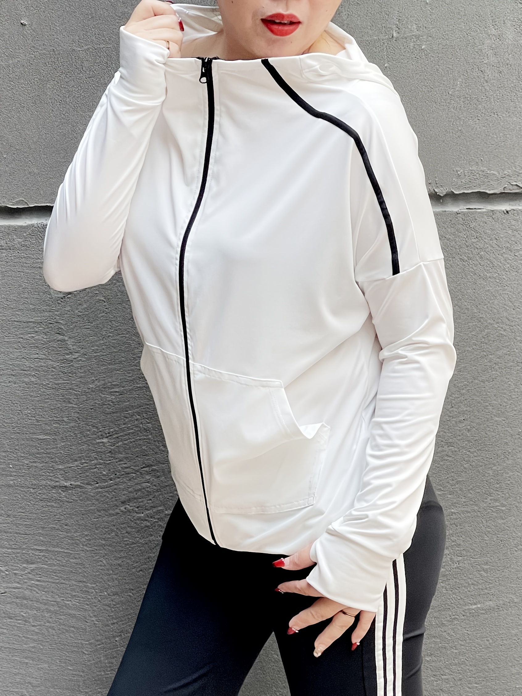 Lole Womens Activewear White Zip Jacket With Ruching - Size XL READ