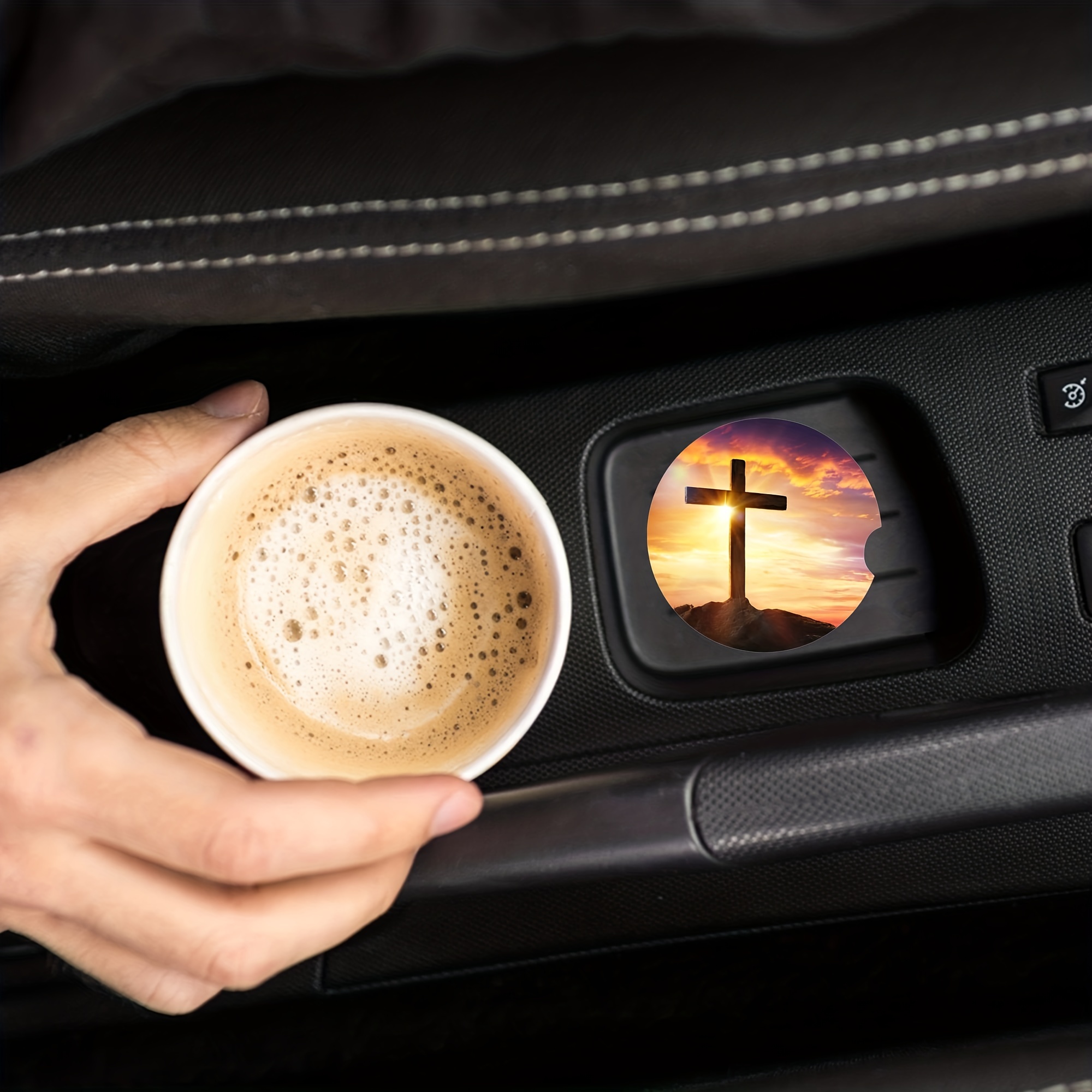 Christian Gift With God Absorbent Car Cup Holder Coaster - Temu