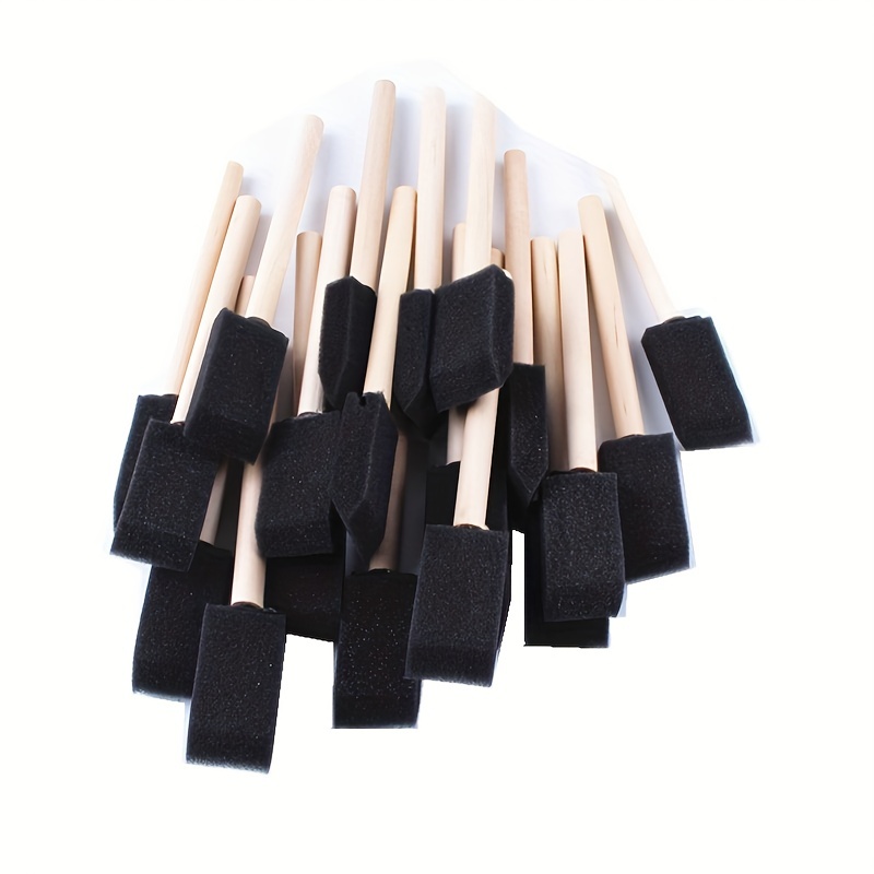20pcs Black Foam Paint Brush 1 Inch Foam Sponge Paint Brush Set with Wooden  Handle Art Projects for Acrylics, Stains, Varnishes, Crafts