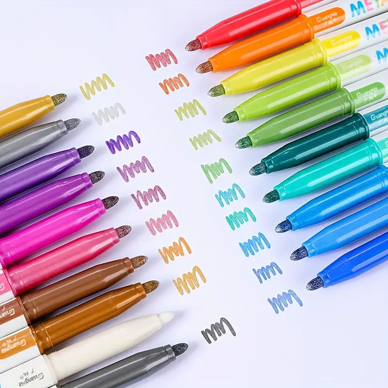 12 Colors/Set Writing Drawing Pens, Double Line Outline Pen Bullet Journal  Pens, Colored Permanent Marker Pens, Signature Check-in Pen Color Handbook