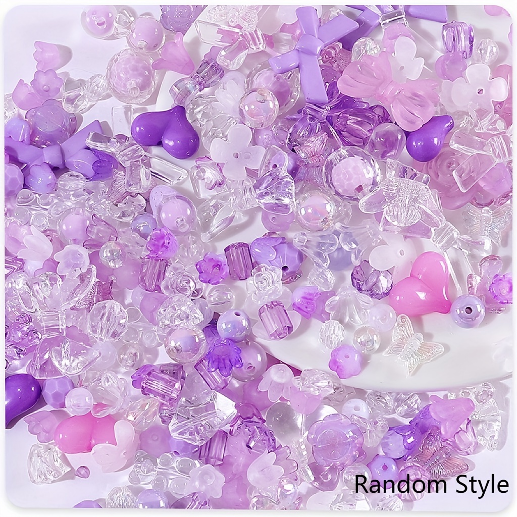 50g Mixing 8 Style Acrylic Beads Smile Heart Flower Loose Beads