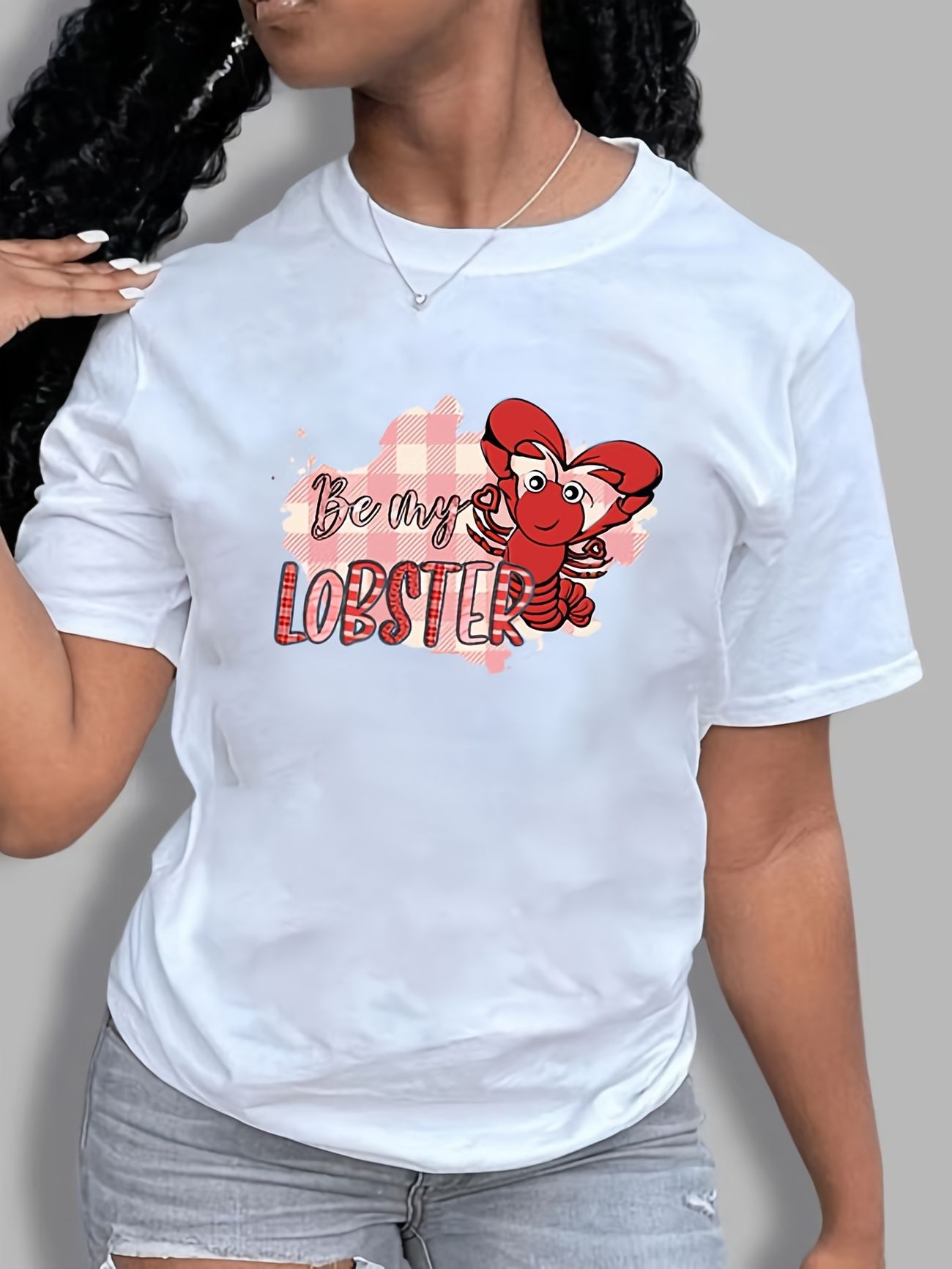 Be My Lobster Print T Shirt Cute Cartoon Print Short Sleeve Casual Top For  Spring Summer Women's Clothing - Clothing, Shoes & Jewelry - Temu