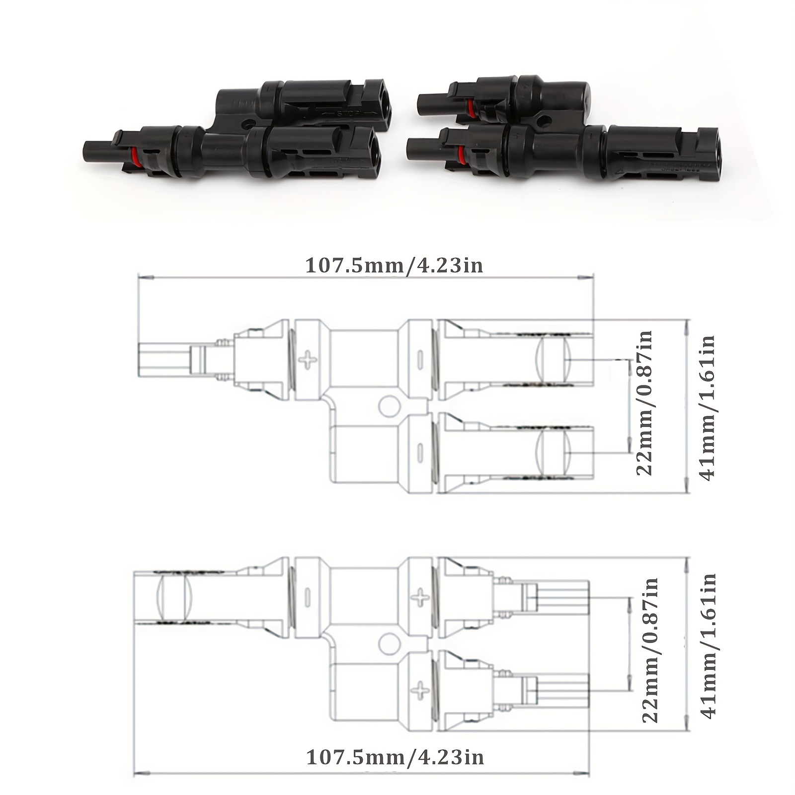 MC4 Solar Connectors T Branch Adapter Cable Plug Kit