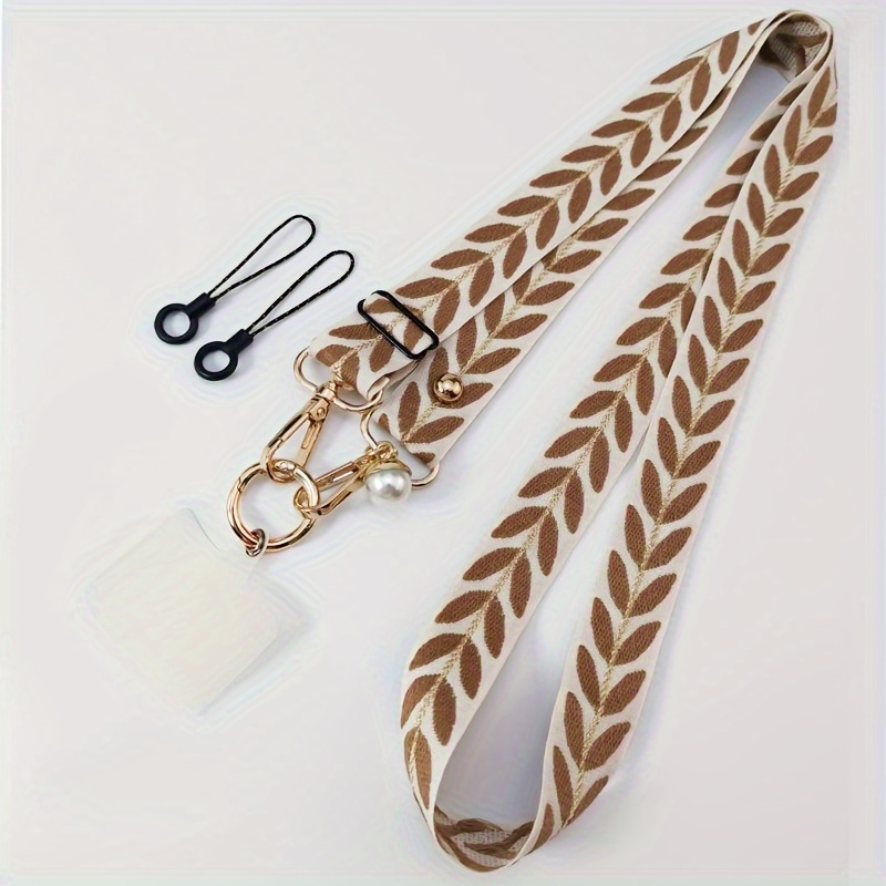 White Bead String Golden Link Buckle Slant Cross Mobile - Temu Canada