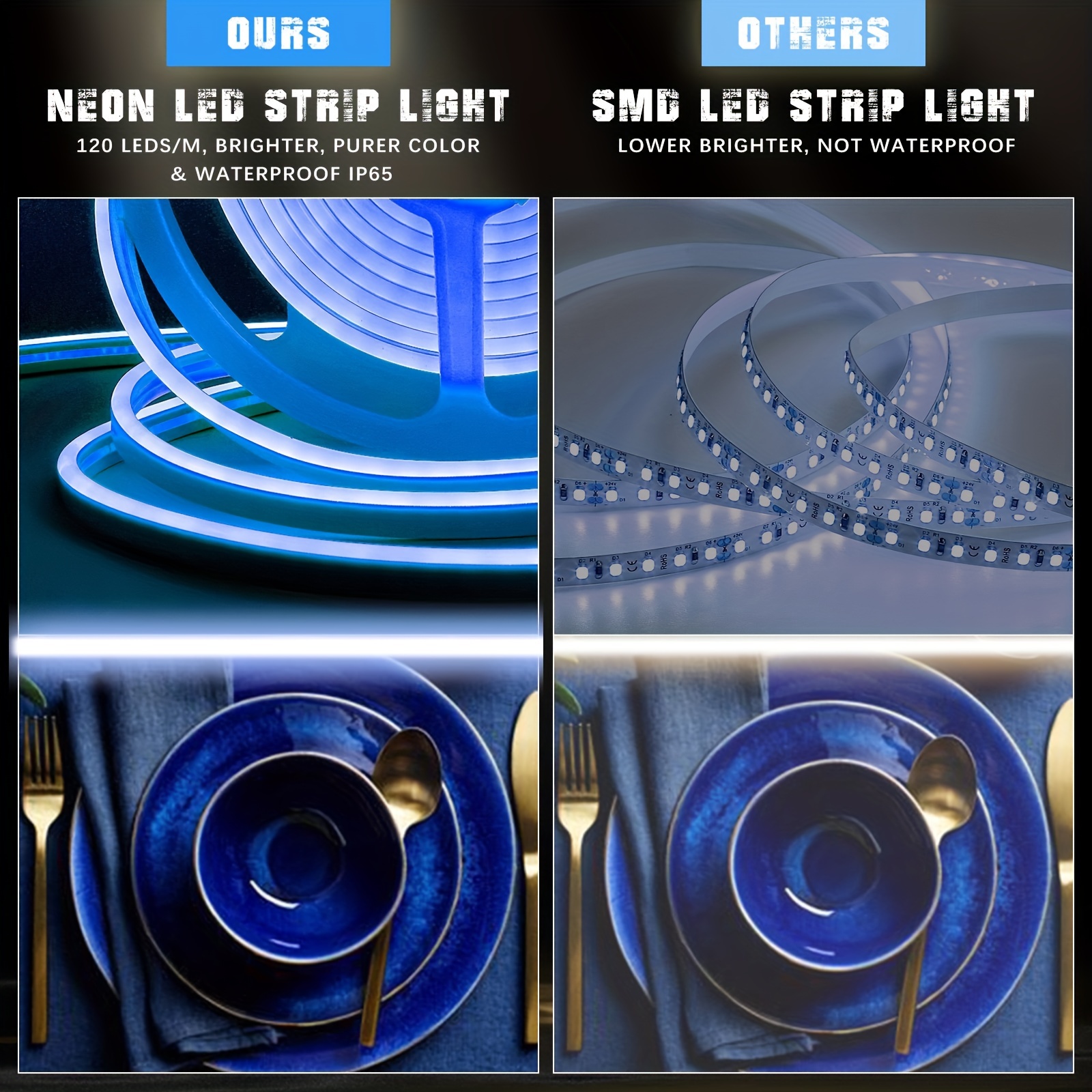 Neon Light Strip Led Flexible Silicone Set 2835 600 Lights Embedded Linear  Flexible Light Strip, For Indoor Outdoor Bedroom Decoration - Temu