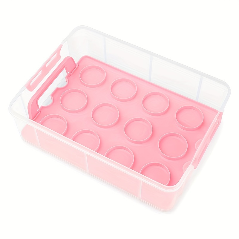 Cupcake Carrier/Holder Portable and Reusable Rectangular Cake Carrier with  Lid and Handle, 2/3 Tier Stackable Layer Insert