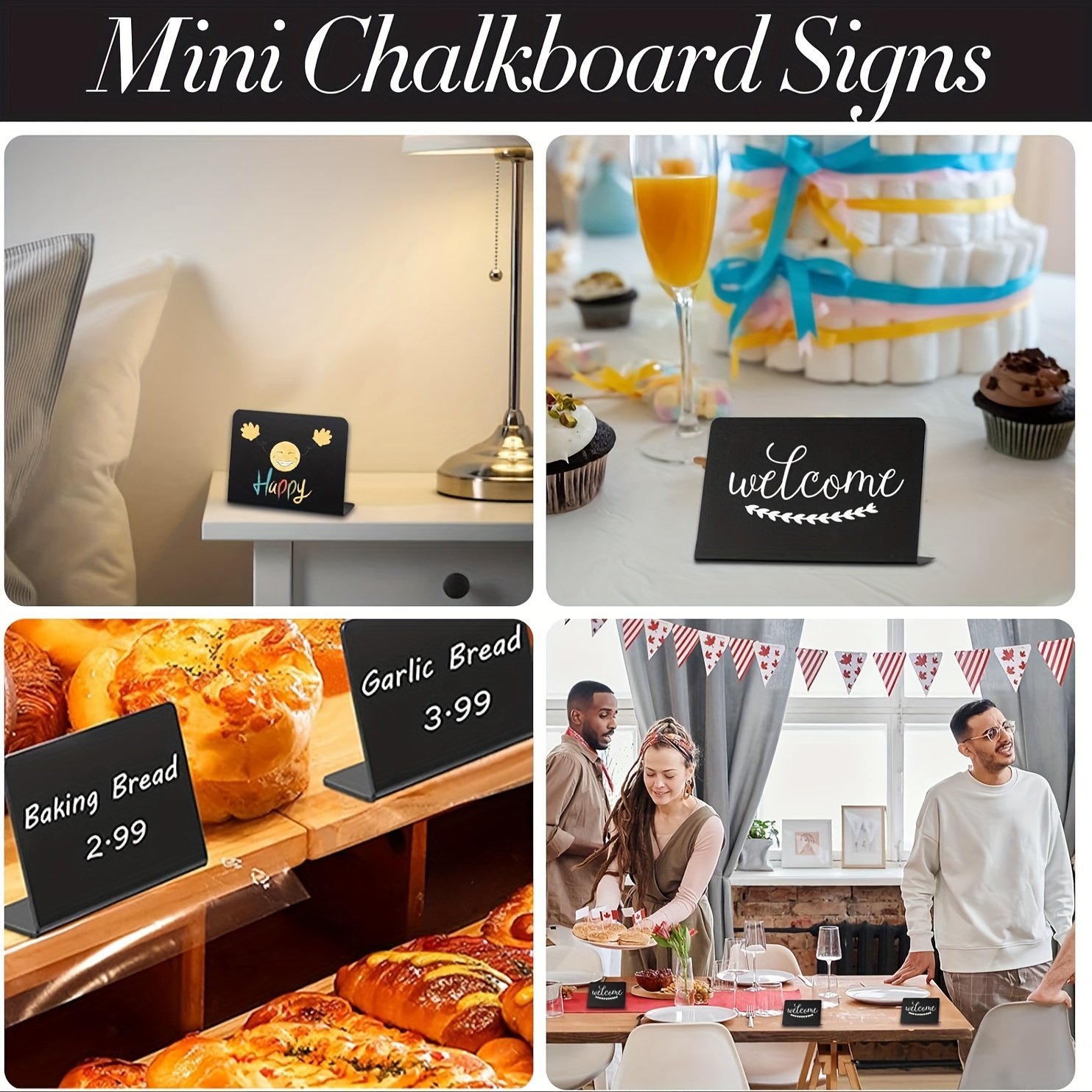 20 Pieces Mini Chalkboard Signs A-shaped Chalkboard Tables Buffet