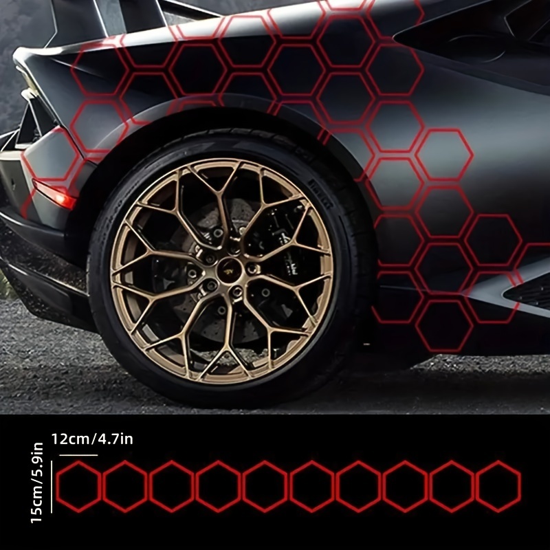 

10pcs Reflective Car Body Stickers, Hexagon Pattern Side Door Stickers, Honeycomb Pull Flower Side Skirt Stickers, Diy