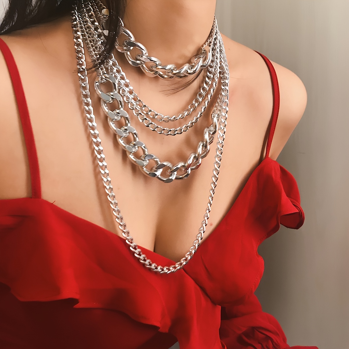 Exaggerated Tassel Punk Chain Necklace