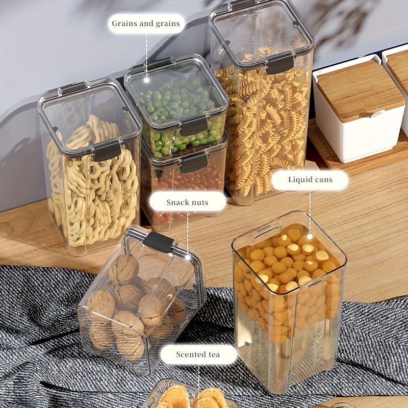 Food Storage Containers With Bamboo Lids, Clear Airtight Food Jars,  Moisture-proof Transparent Sealed Fresh-keeping Box, For Cereal, Rice,  Pasta, Coffee Beans, Nuts And Sugar, Plastic Food Preservation Tank, Home  Kitchen Supplies 