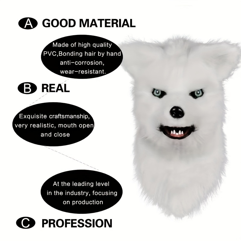 White Fox Mask Plush Headgear Realistic Latex Animal Mask - Temu