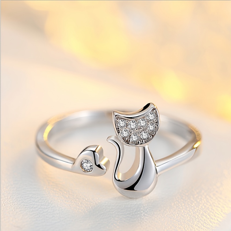 Cat Kitten Open Ring, 18K Plated
