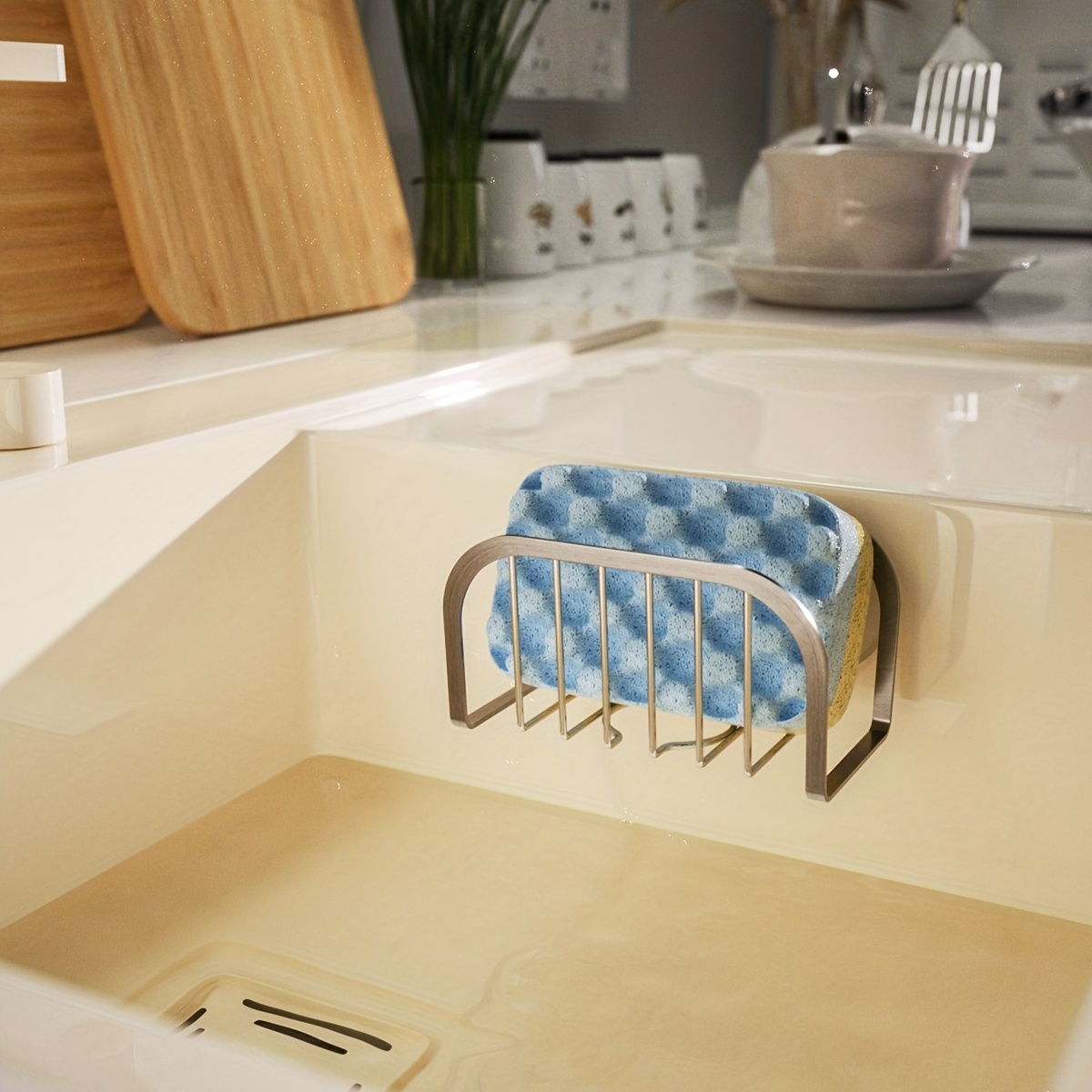 Sponge Holder Kitchen Stainless Steel Caddy Organizer Dish Draining Sink  Basket