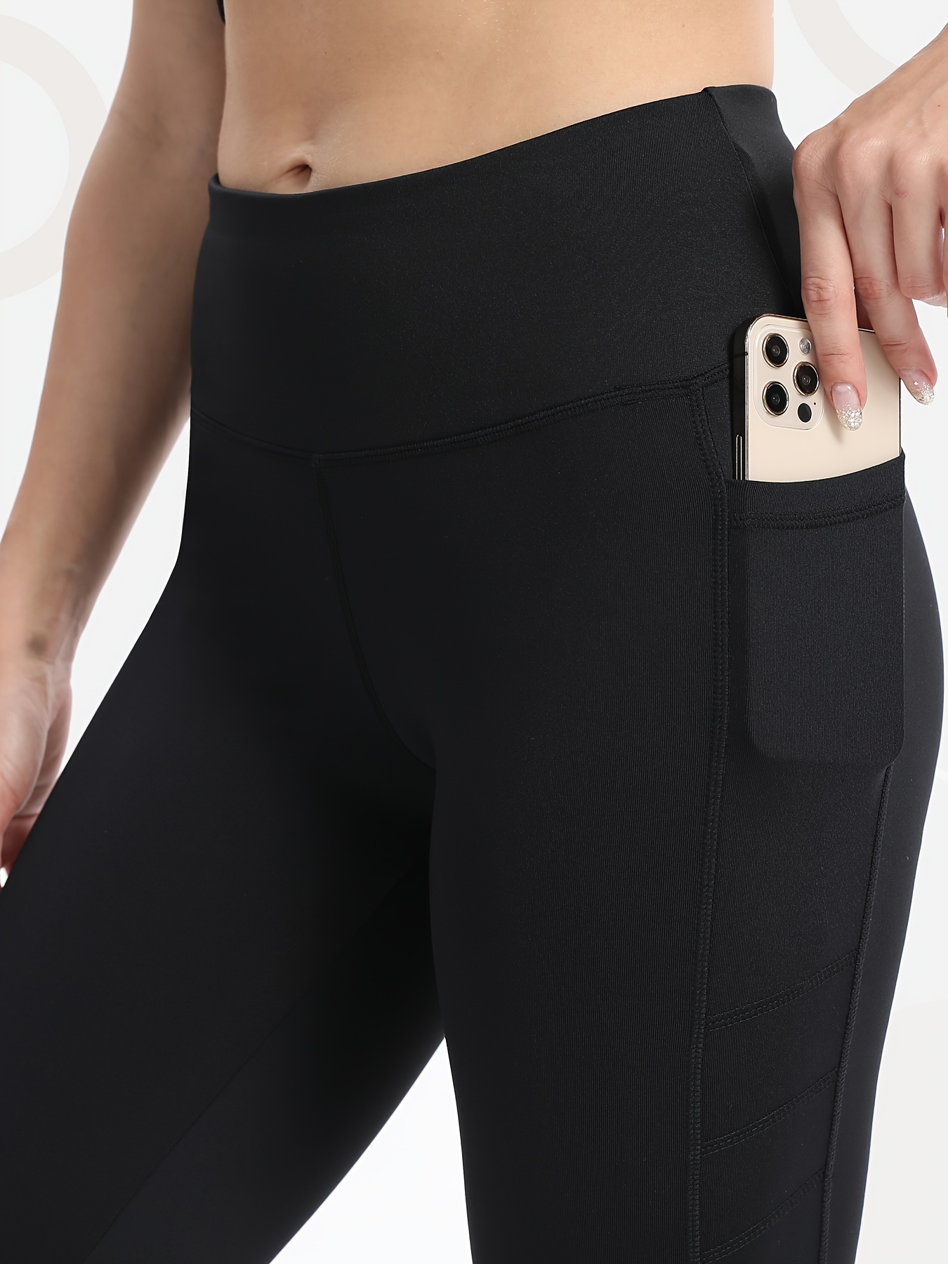 Side Pocket Yoga Capri Leggings Slim Fitted Super Stretchy - Temu