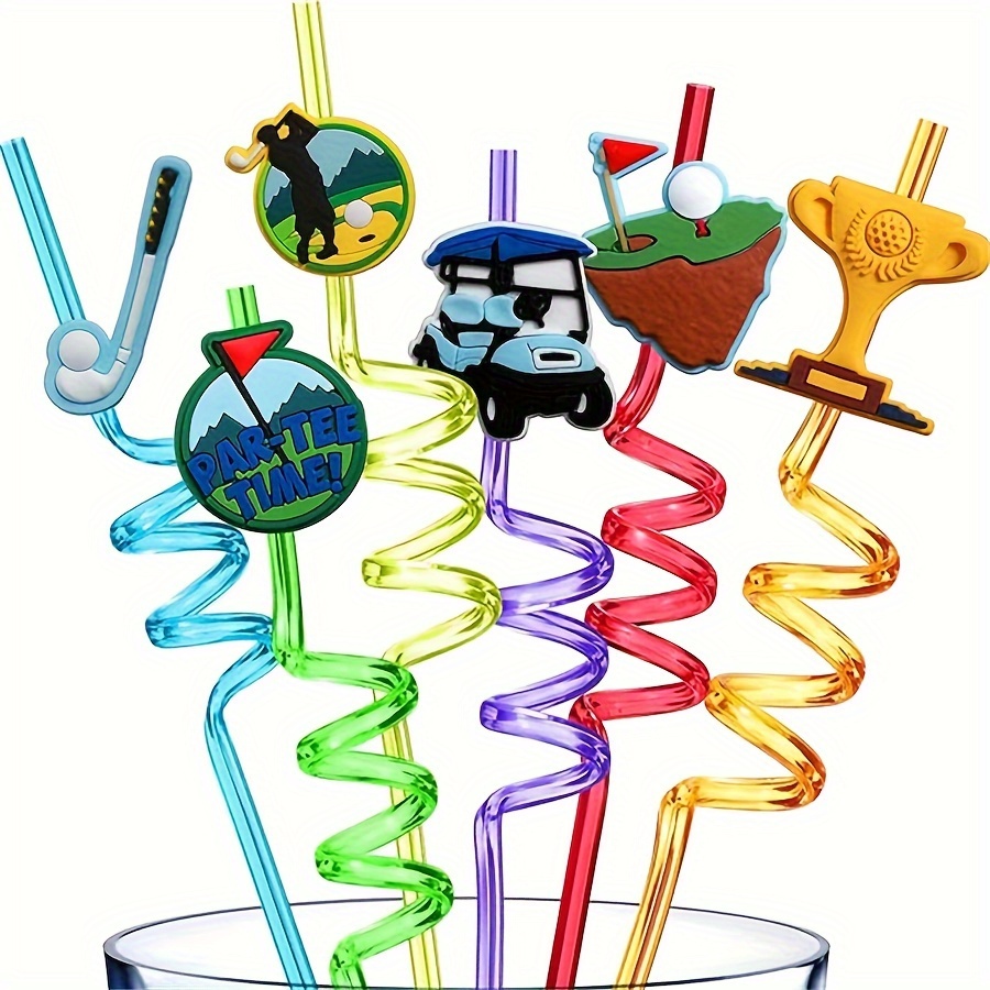 24PCS Colorful Fishing Party Favors, Fun and Reusable Fishing Themed Straws  for Kids, Includes 2 Cleaning Brushes