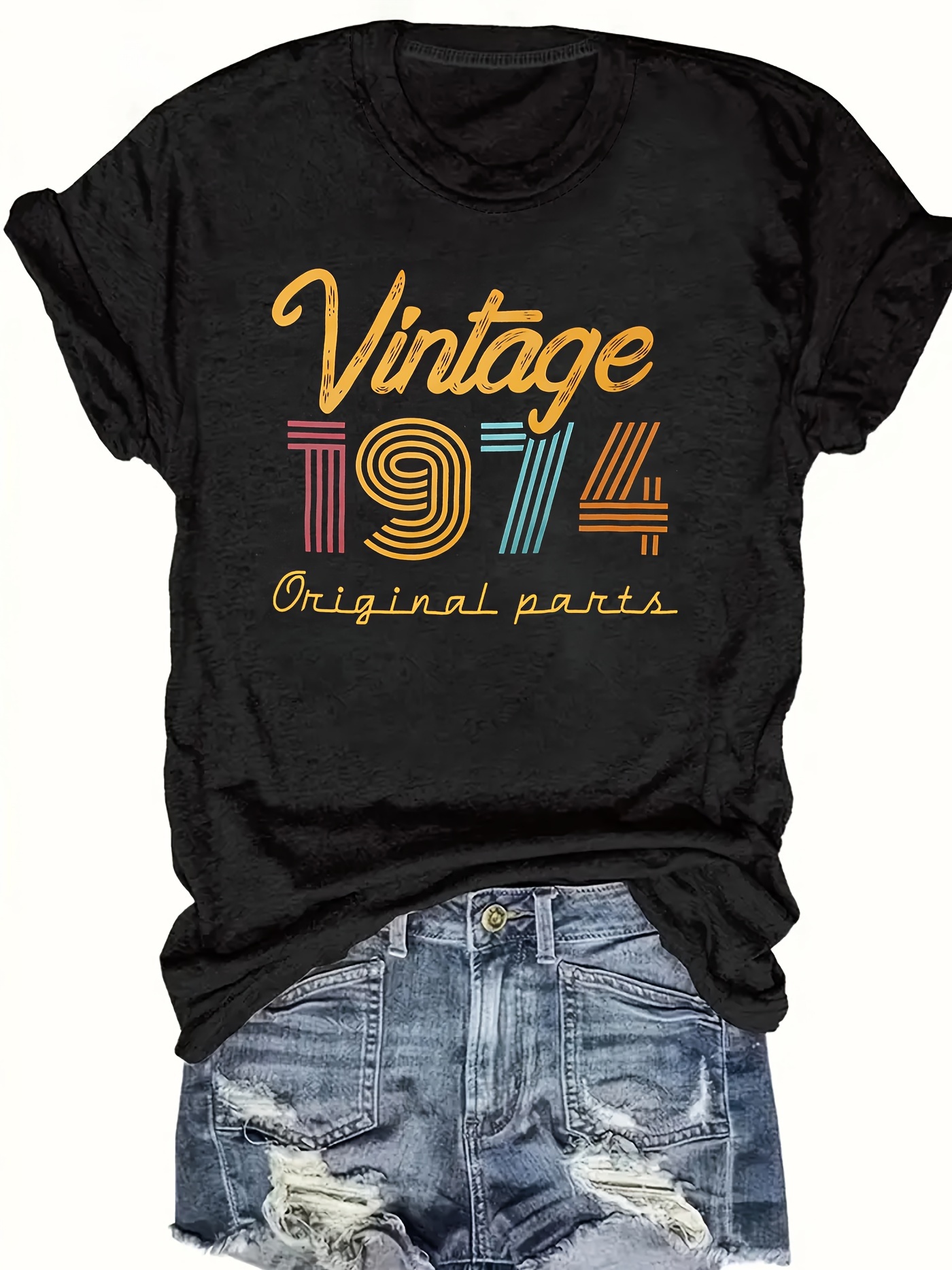 Tank Top Vintage Short 80s Women Top Black With Colorful Patterns Handbag  Items Cotton Tank Top T-shirt Size S/M Vintage French -  Canada