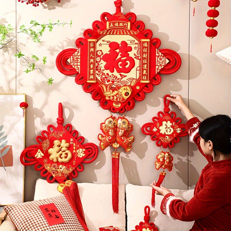 4 Pièces Noeud Chinois, Décorations Du Nouvel An Lunaire Chinois, Pour  Pendentif De Maison Suspendu Charmes