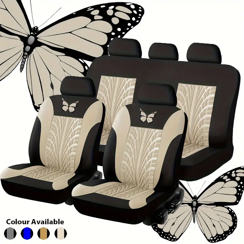 Car Seat Cover Full Set Red Universal Butterfly Pattern - Temu