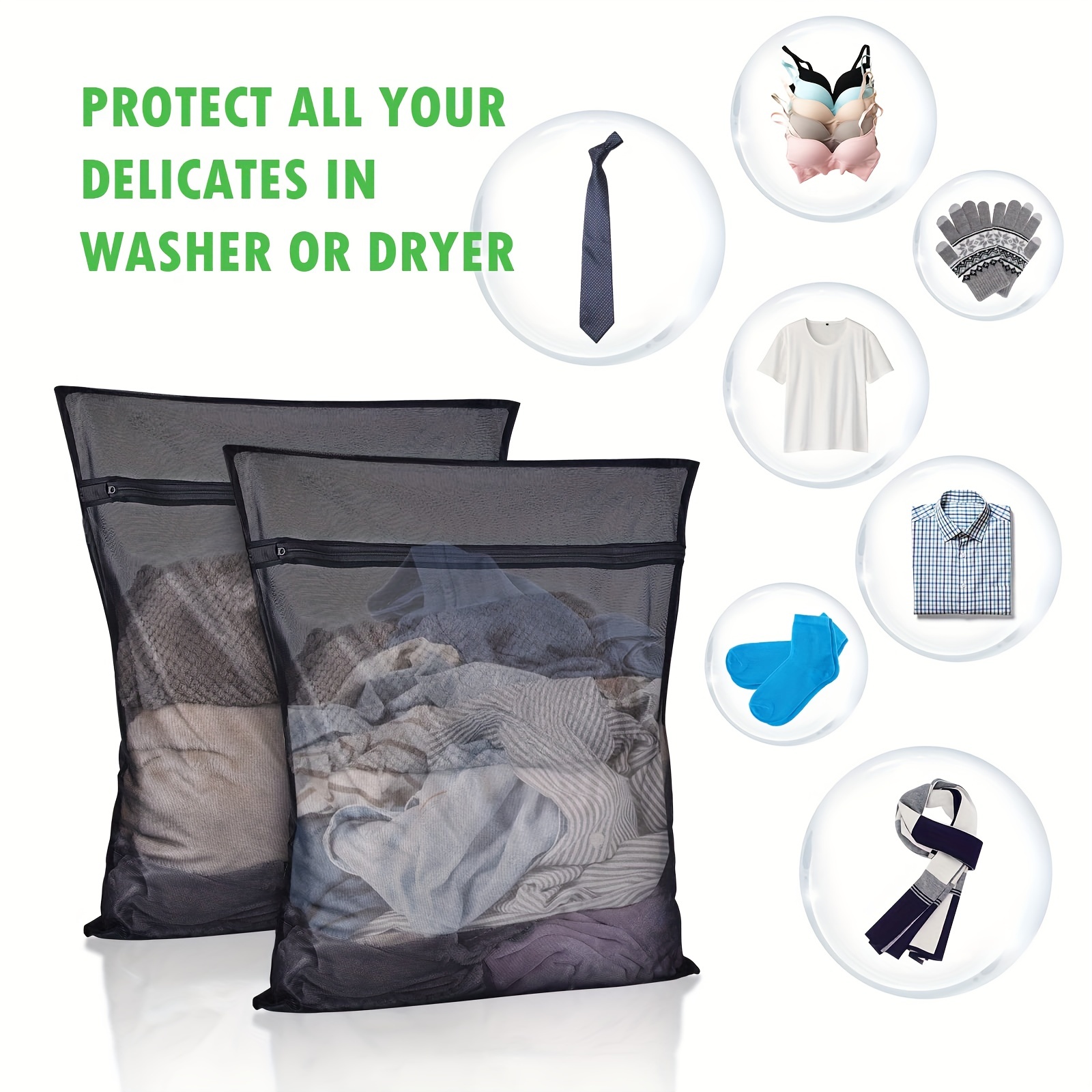 Mesh Laundry Bags Zippered Large Wash Lingerie Bag Durable - Temu