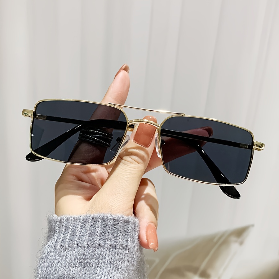 Rectangle metal best sale frame sunglasses