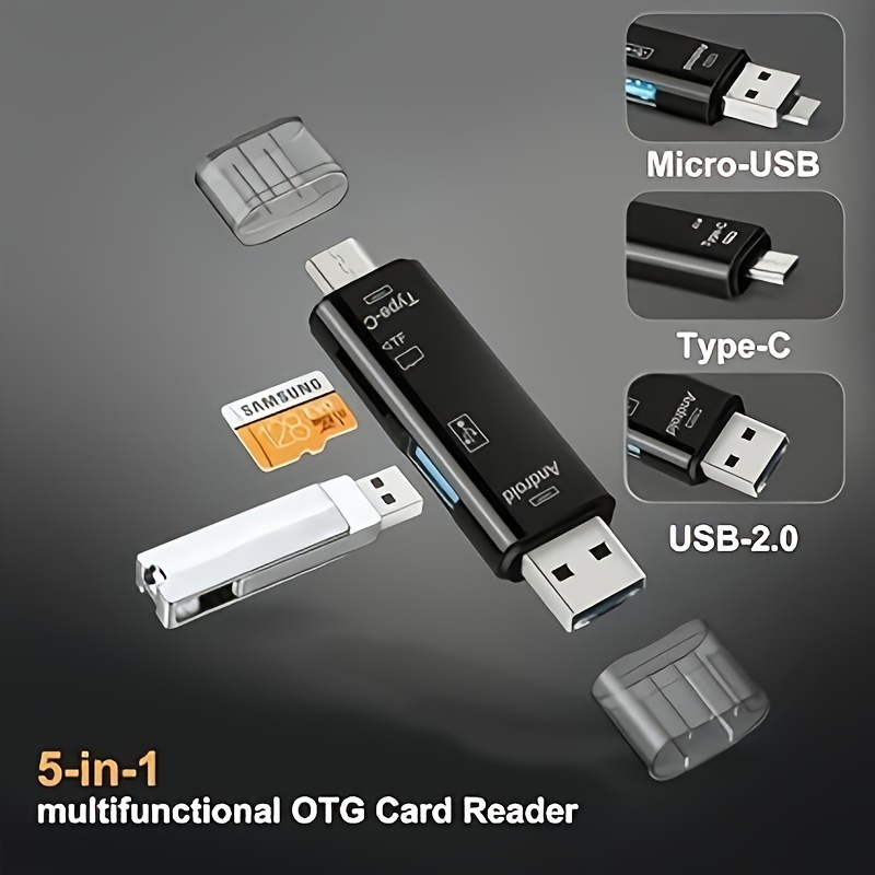 ZS-S1852 Adaptateur de lecteur de carte de caméra OTG 6 en 1 3 USB fem
