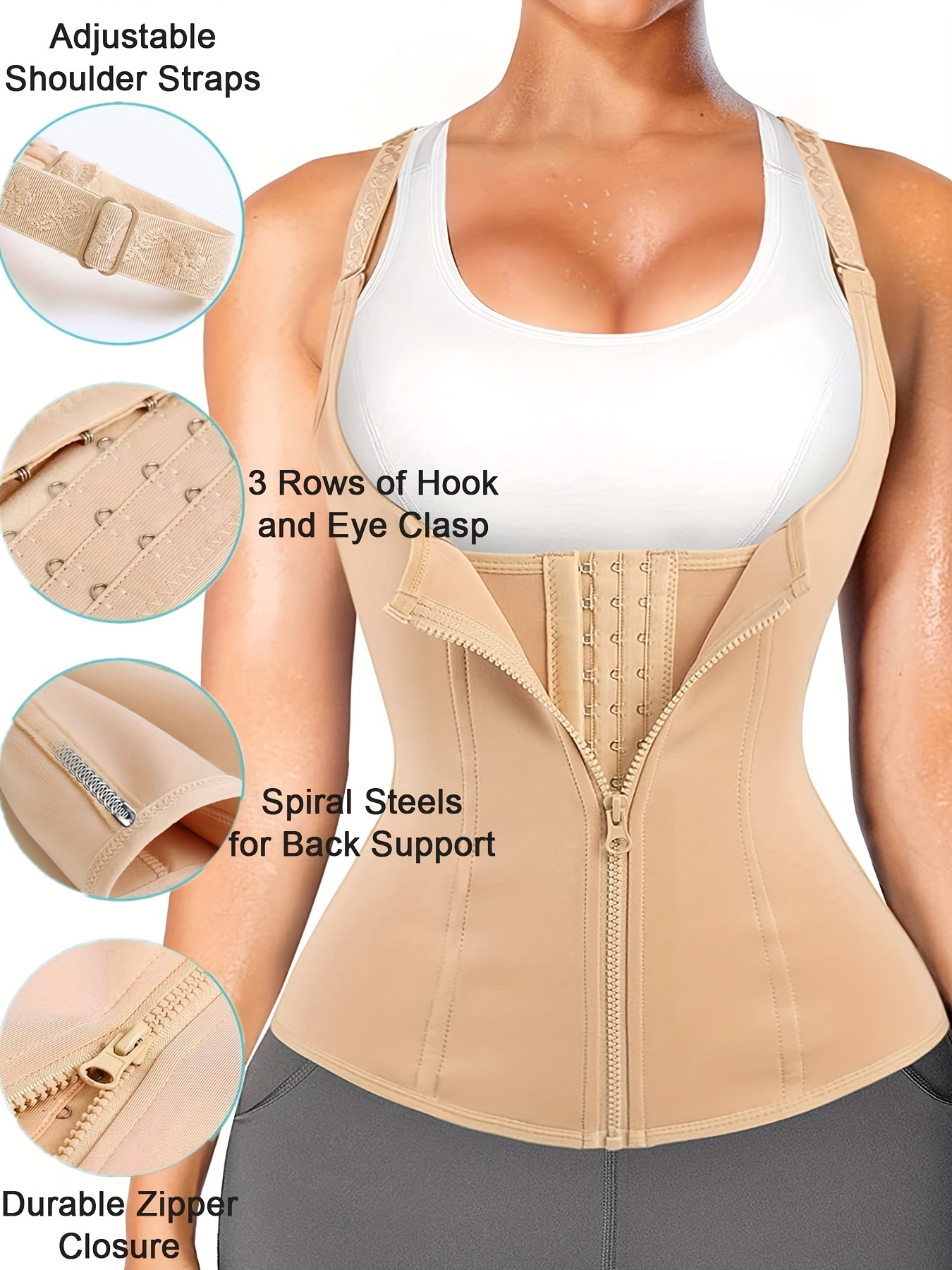 Men Women Zipper Body Shaper Slim Waist Trainer Corset Tummy Control Girdle  Belt