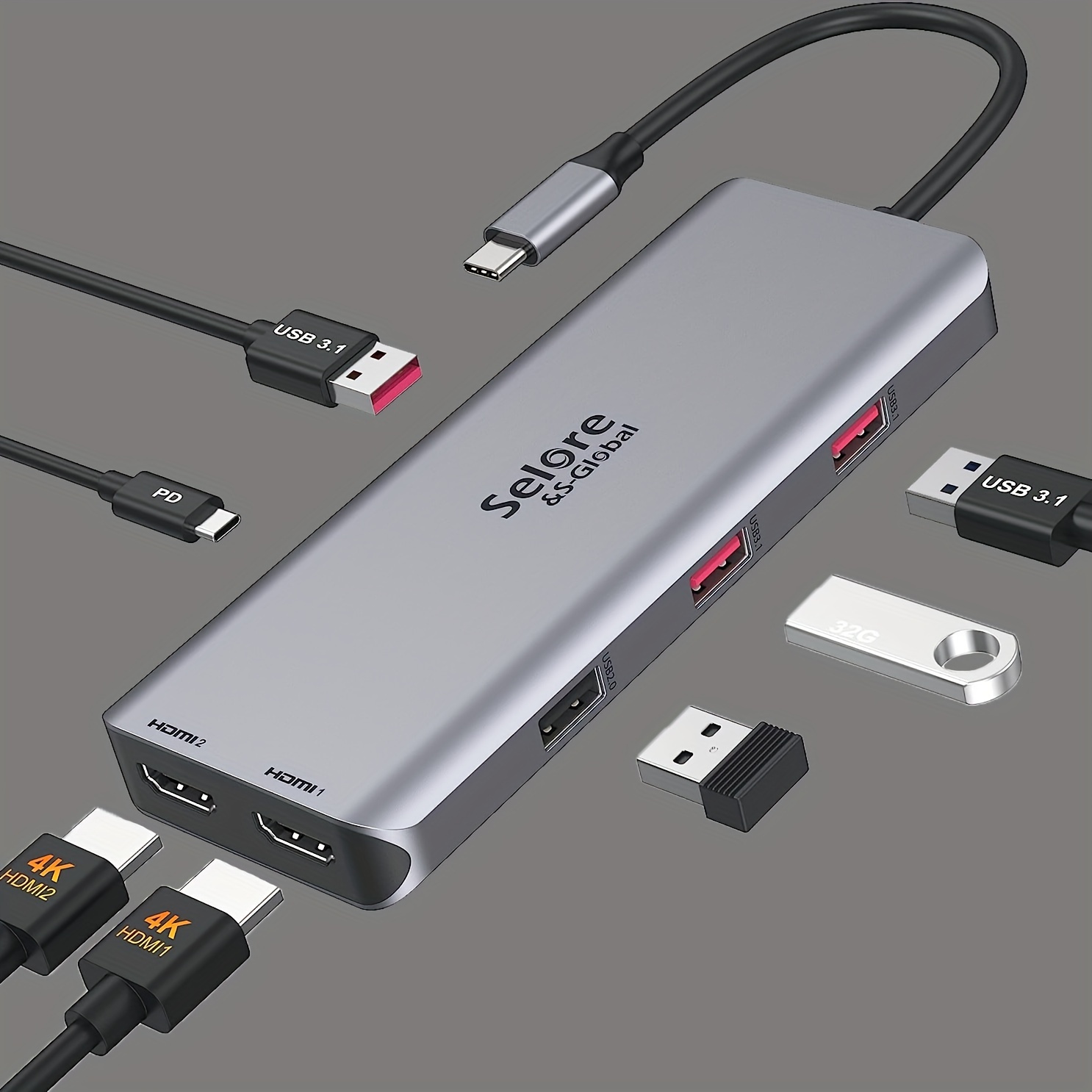 WAVLINK Adaptador USB C a HDMI dual 4K a 60Hz, compatible con Thunderbolt  3/4, convertidor de monitor múltiple tipo C a HDMI para MacBook Pro/Air