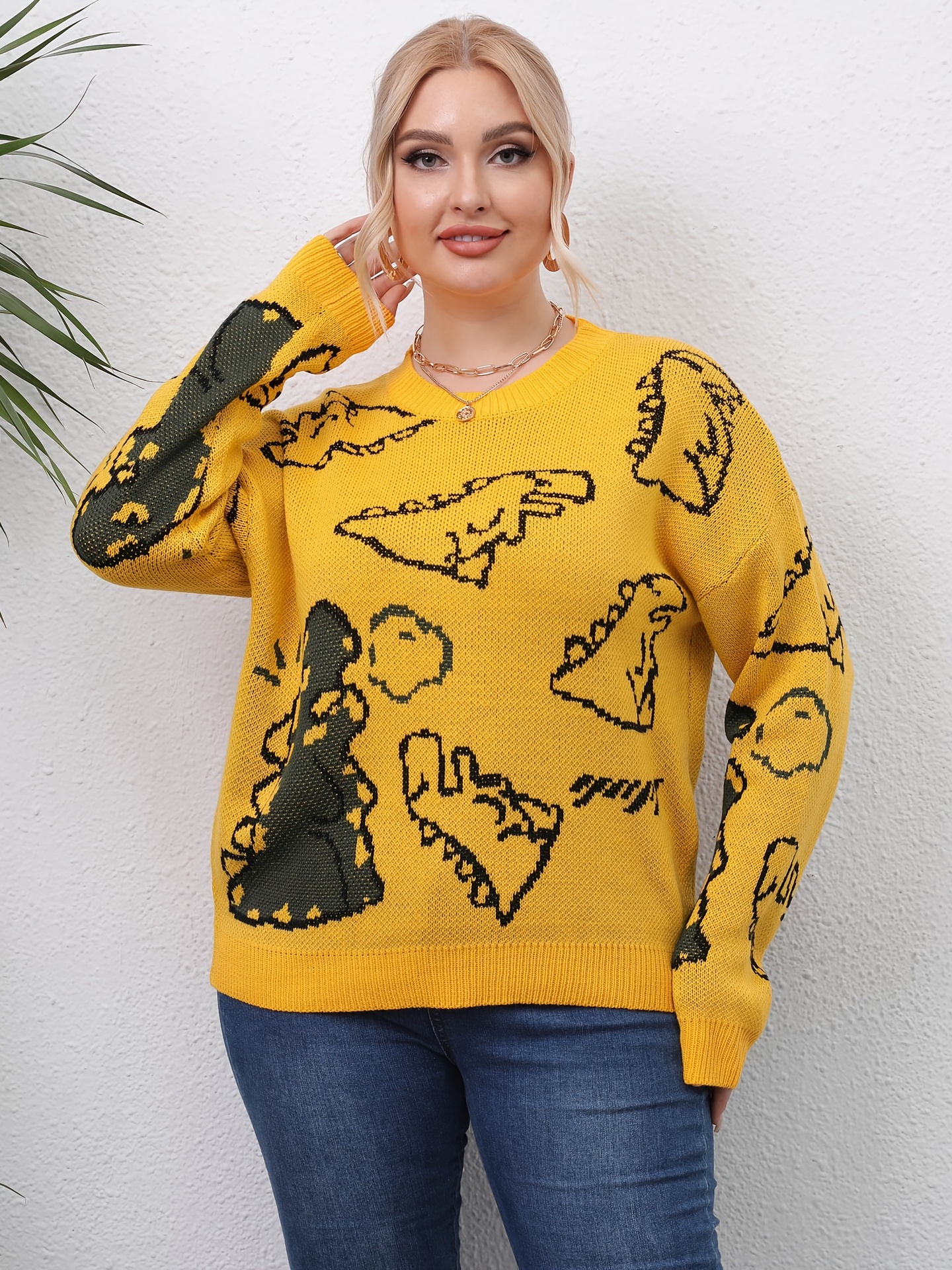 Plus size 2025 dinosaur sweater