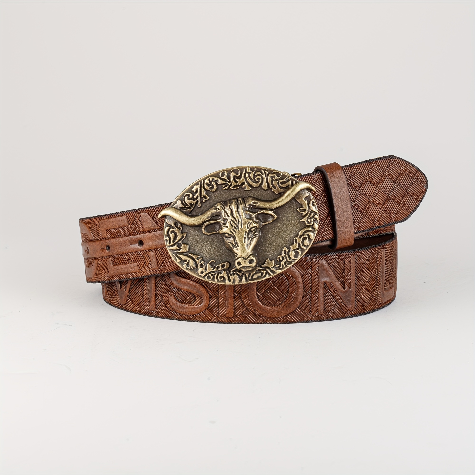Retro Bull Head Buckle Belt For Men Denim Jeans Casual Daily Accessory