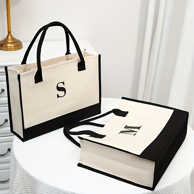 Letter Canvas Handbag Eco Friendly Bag for Beach Camping and Picnic