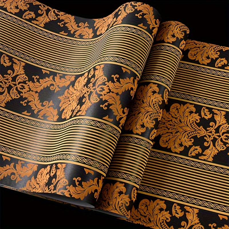 Yellow Black Stripes Fabric, Wallpaper and Home Decor