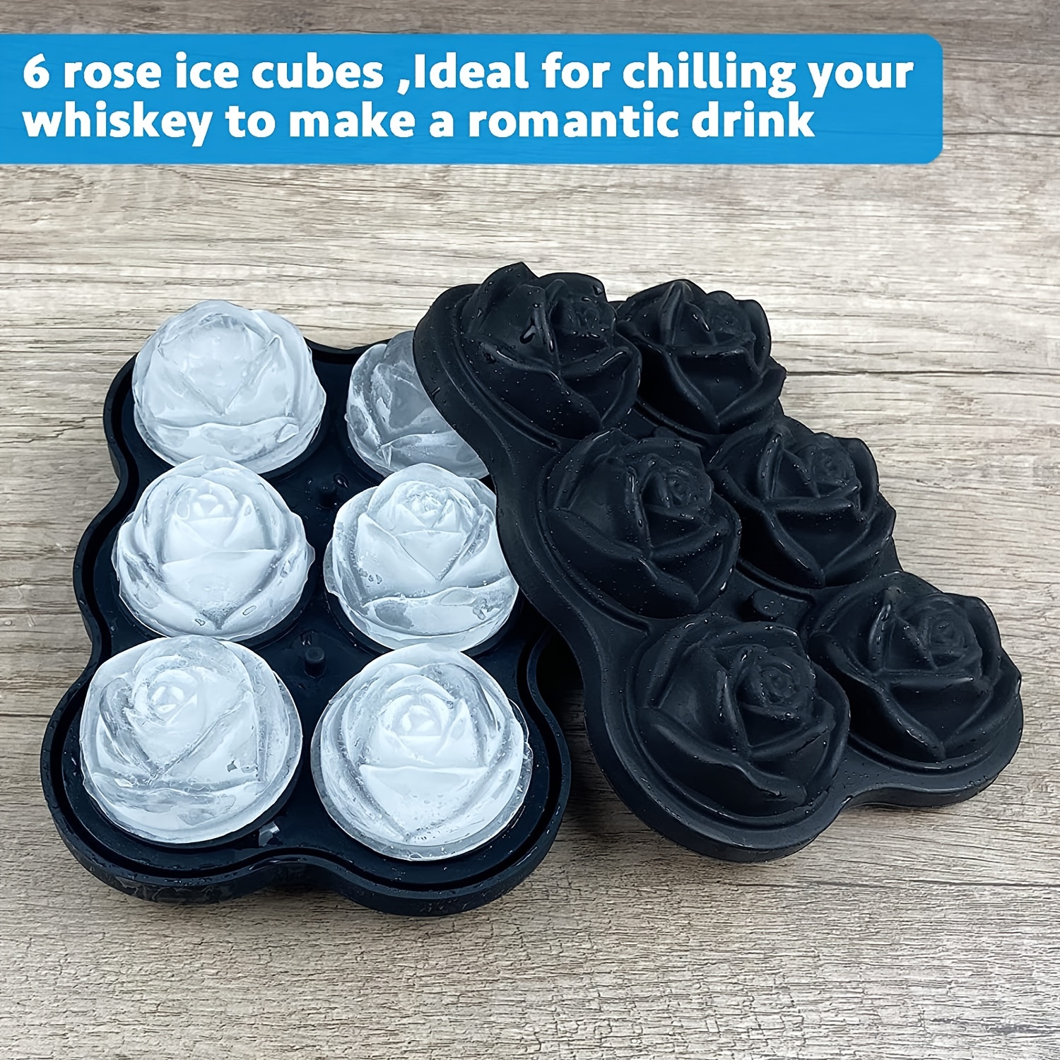 Silicone Ice Cube Trays With Lids, Rose Ice Cube Trays With Covers, 6  Cavity Silicone Rose Ice Ball Maker, Easy Release Large Ice Cube Form For  Chilled Cocktails, Whiskey, Bourbon & Homemade