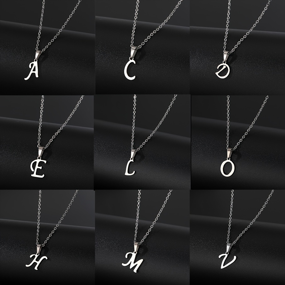 Stainless Steel Minimalist 26-Letter Pendant Necklace - Hip-Hop & Everyday Unisex Jewelry, Initial Gift for Women & Men, Durable Year-Round Wear, Necklace, Daily Wear Accessory, Modern Jewelry, Polished Finish