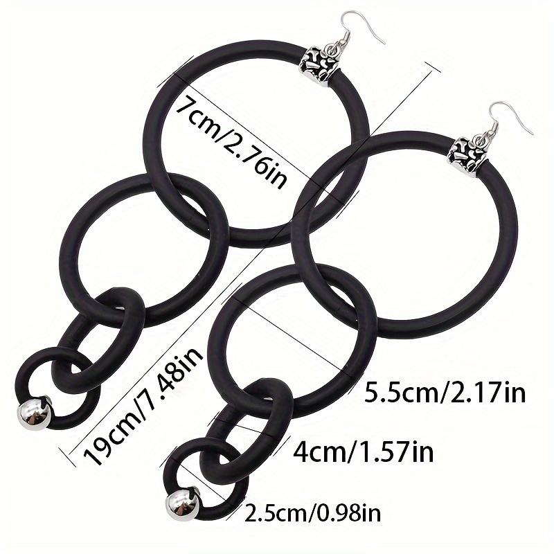 Boho Tribal Women's Long Drop Silicone Circle Pendant Earrings